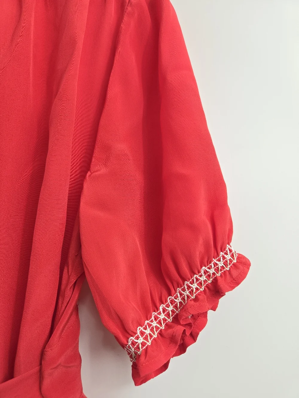 J. Crew Dress Smocked Vibrant‎ Red V Neck
